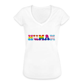 Human LGBT Flagge Transgender Lesbian Gay Pride - Frauen Vintage T-Shirt - Weiß - Vorne