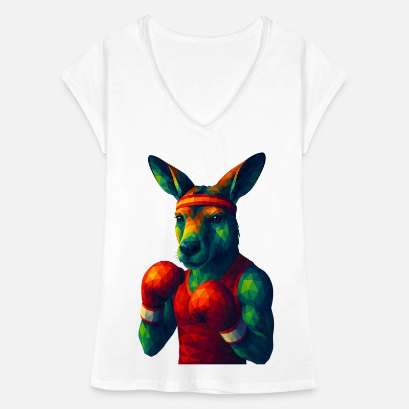 WPAP Stil Tiere - Känguru Boxer in Pose Frauen Vintage T-Shirt