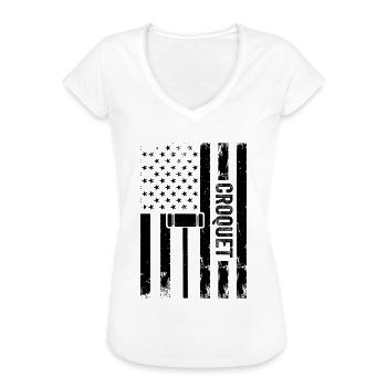 Croquet Player Croquet US Flag - Women's Vintage T-Shirt - white - Front - Danielle (179cm)