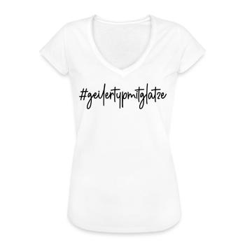 #geilertypmitglatze # geiler Typ mit Glatze - Frauen Vintage T-Shirt - Weiß - Vorne - Danielle (179cm)