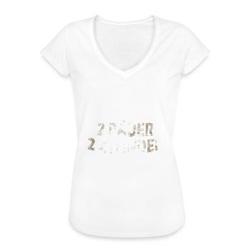 Motorrad - 2 Räder 2 Zylinder Spruch - Frauen Vintage T-Shirt - Weiß - Vorne