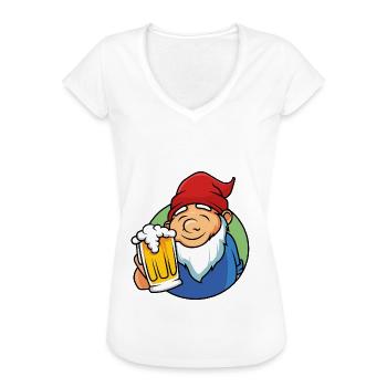 garden gnome beer dwarf - Women's Vintage T-Shirt - white - Front - Danielle (179cm)