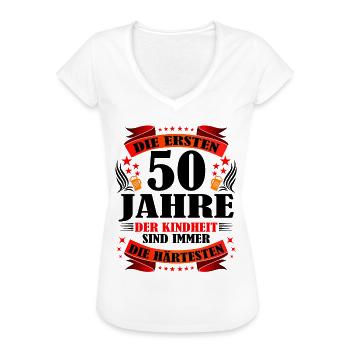 50 Geburtstag Frauen Männer Geschenk lustig - Frauen Vintage T-Shirt - Weiß - Vorne - Danielle (179cm)