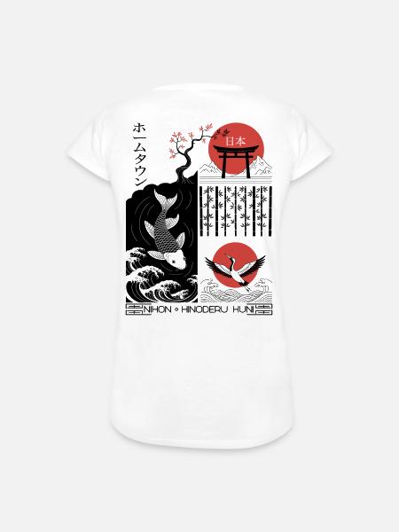 Kranich, Koi - Japan - Frauen Vintage T-Shirt - Weiß