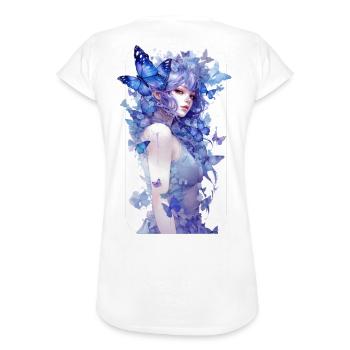 Morpho butterflies Droite - T-shirt vintage Femme - blanc - Dos - Danielle (179cm)