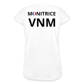 Logo Monitrice VNM Floquée Noir/Tricolore 1Face - T-shirt vintage Femme - blanc - Dos - Danielle (179cm)