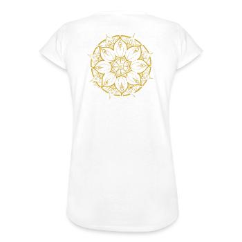 Mandala gold painted intuitively - Women's Vintage T-Shirt - white - Back - Danielle (179cm)