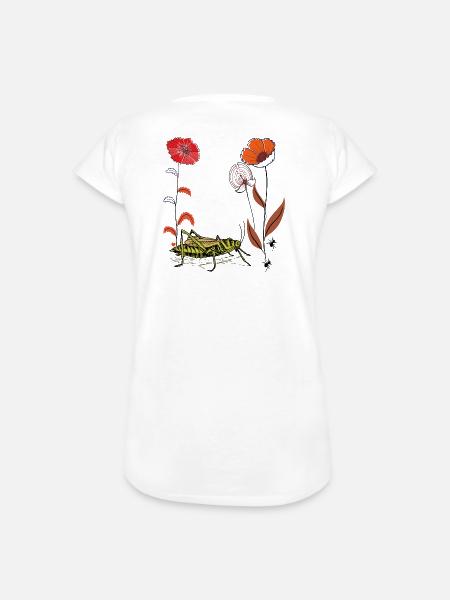 Gartenblume mit Grashüpfer und Ameisen - Frauen Vintage T-Shirt - Weiß