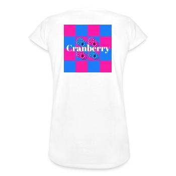 Lebendige Beerenmuster auf Farbblock-Hintergrund - Frauen Vintage T-Shirt - Weiß - Hinten - Danielle (179cm)