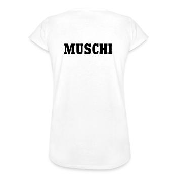 Muschi Pussie - Frauen Vintage T-Shirt - Weiß - Hinten - Danielle (179cm)