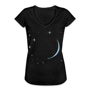 Sterne Mond - Frauen Vintage T-Shirt - Schwarz - Vorne