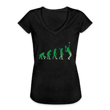 EVOLUTION TENNIS - Frauen Vintage T-Shirt - Schwarz - Vorne - Danielle (179cm)