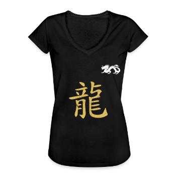 CHINESE WRITING YEAR OF THE DRAGON - Women's Vintage T-Shirt - black - Front - Danielle (179cm)