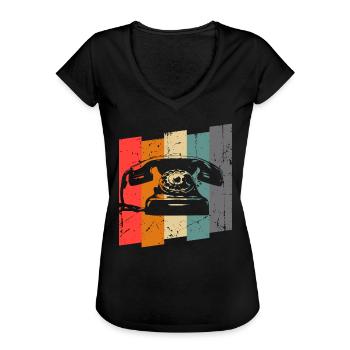 Téléphone - T-shirt vintage Femme - noir - Devant - Danielle (179cm)