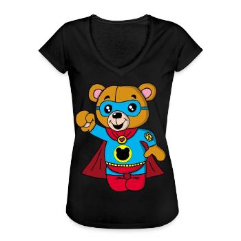 Super ourson en peluche - T-shirt vintage Femme - noir - Devant