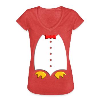 Costume de pingouin costume de carnaval costume costume de smoking - T-shirt vintage Femme - rouge chiné - Devant - Danielle (179cm)