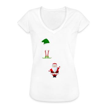 Frohe Weihnachten mit Weihnachtsmann und Elf - Frauen Vintage T-Shirt - Schwarz - Vorne - Danielle (179cm)