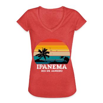 IPANEMA RIO DE JANEIRO - T-shirt vintage Femme - rouge chiné - Devant - Danielle (179cm)