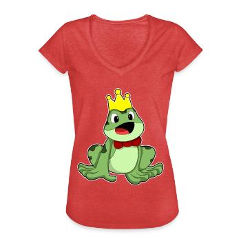 Couronne de grenouille - T-shirt vintage Femme - rouge chiné - Devant - Danielle (179cm)
