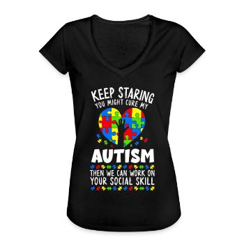 Autism Awareness - Women's Vintage T-Shirt - black - Front - Danielle (179cm)