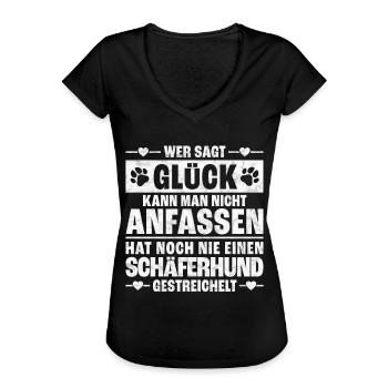 Hollandse Herdershond streicheln Schäferhund - Frauen Vintage T-Shirt - Schwarz - Vorne - Danielle (179cm)