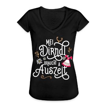 Dirndl Ersatz Witziges Trachtenshirt Damen Kinder - Frauen Vintage T-Shirt - Schwarz - Vorne - Danielle (179cm)