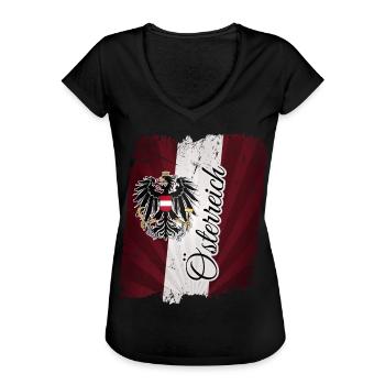 Österreich Fahne Flagge Adler Wappen - Frauen Vintage T-Shirt - Schwarz - Vorne - Danielle (179cm)