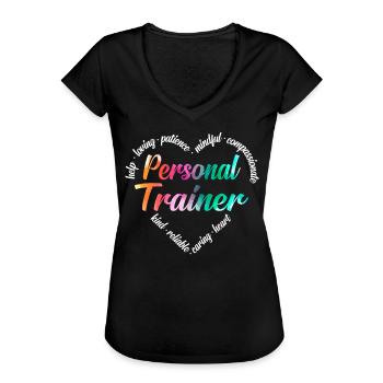 Personal Trainer Heart Word Cloud - Women's Vintage T-Shirt - black - Front - Danielle (179cm)