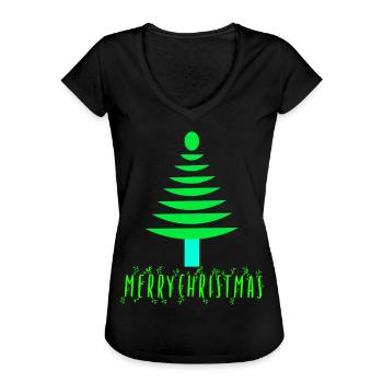 Neon-Kiefern-Weihnachtsbaum - Frauen Vintage T-Shirt - Schwarz - Vorne - Danielle (179cm)