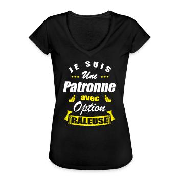 PATRONNE AVEC OPTION RÂLEUSE - T-shirt vintage Femme - noir - Devant - Danielle (179cm)