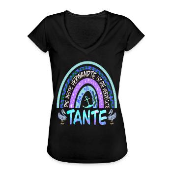 Lustiger Verwandten Spruch und super Tanten - Frauen Vintage T-Shirt - Schwarz - Vorne - Danielle (179cm)