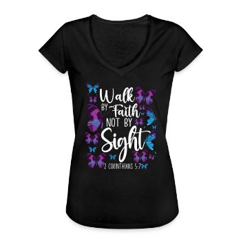 Christian Bible Verse Quote - Frauen Vintage T-Shirt - Schwarz - Vorne - Danielle (179cm)