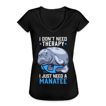 Seekuh keine Therapie Manati Meeressäuger Seekuh - Frauen Vintage T-Shirt - Schwarz - Vorne - Danielle (179cm)