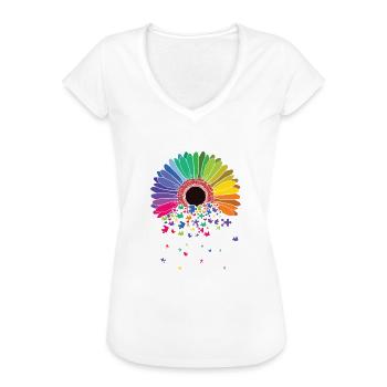 Floral Autismus Bewusstsein Blume für Mama - Frauen Vintage T-Shirt - Schwarz - Vorne - Danielle (179cm)
