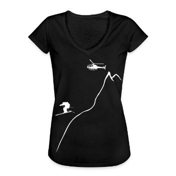heliskiing, skifahren, freeskiing, Heliboarding - Frauen Vintage T-Shirt - Schwarz - Vorne