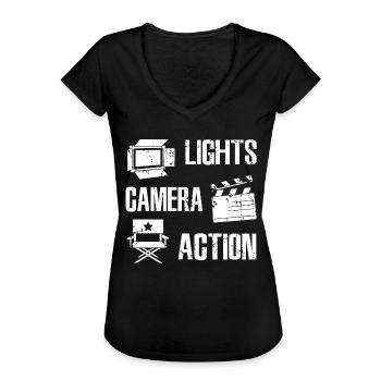 Cinéaste - T-shirt vintage Femme - noir - Devant - Danielle (179cm)