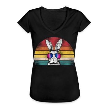 Bisexual Bi Pride Flag Rabbit - Frauen Vintage T-Shirt - Schwarz - Vorne - Danielle (179cm)