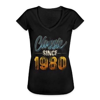 1980 Geburtsjahr Geburtstag Baujahr Vintage - Frauen Vintage T-Shirt - Schwarz - Vorne