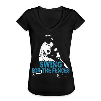 Baseball Fan Vintage Batter Swing - Women's Vintage T-Shirt - black - Front - Danielle (179cm)