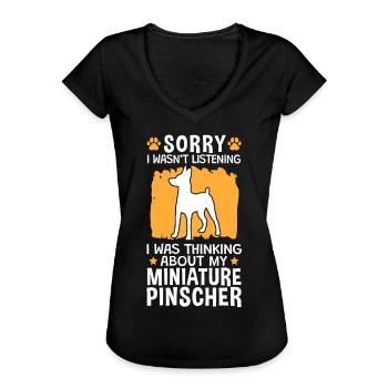 Pinscher a pensé à pinscher nain - T-shirt vintage Femme - noir - Devant - Danielle (179cm)