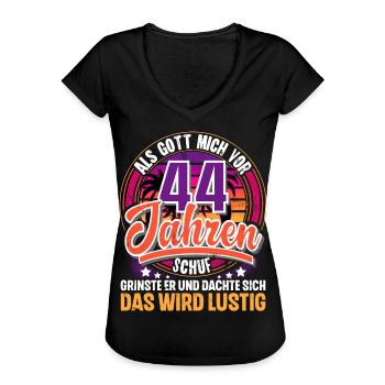 44. Geburtstag Als Gott Mich Schuf Vor - Frauen Vintage T-Shirt - Schwarz - Vorne