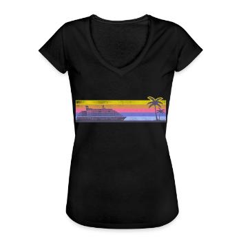 Cruise Ship Vacation Retro Vintage - Women's Vintage T-Shirt - black - Front - Danielle (179cm)