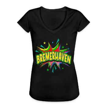 Bremerhaven Germany City Pop Art Comic Art - Women's Vintage T-Shirt - black - Front - Danielle (179cm)