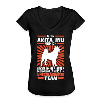 Mein Akita Inu und Ich sind unschlagbar - Frauen Vintage T-Shirt - Schwarz - Vorne