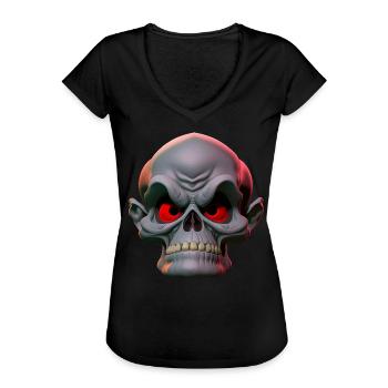 crâne grincheux - T-shirt vintage Femme - noir - Devant - Danielle (179cm)