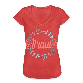 JGA T-Shirt Braut Outfit Junggesellinnenabschied - Frauen Vintage T-Shirt - Rot meliert - Vorne - Danielle (179cm)