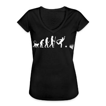 Evolution of Bowling - Frauen Vintage T-Shirt - Schwarz - Vorne