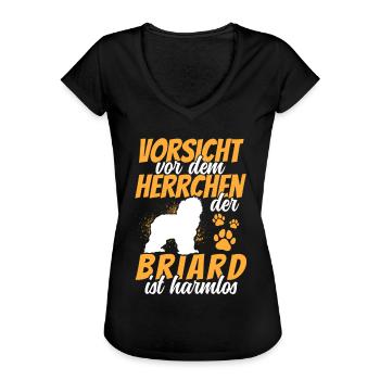 Méfiez-vous du Briard Berger de Brie - T-shirt vintage Femme - noir - Devant - Danielle (179cm)