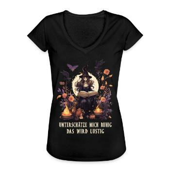 Unterschätze mich ruhig - Hexe Hexerei lustig - Frauen Vintage T-Shirt - Schwarz - Vorne
