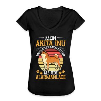 Akita Inu beschützt mich japanischer Akita Inu - Frauen Vintage T-Shirt - Schwarz - Vorne - Danielle (179cm)